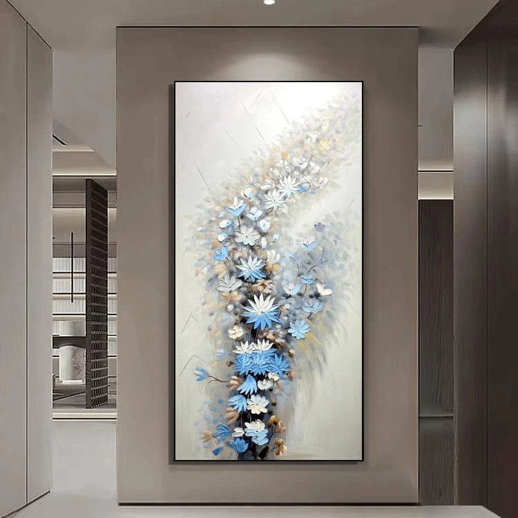 一路生花||手绘油画玄关装饰画客厅装饰画现代轻奢装饰画高端挂画