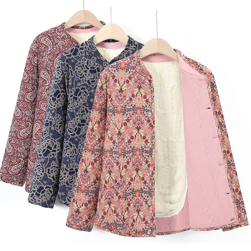 高档棉服小棉衣中老年妈妈装秋冬加绒加厚大码外套贴身保暖小棉袄