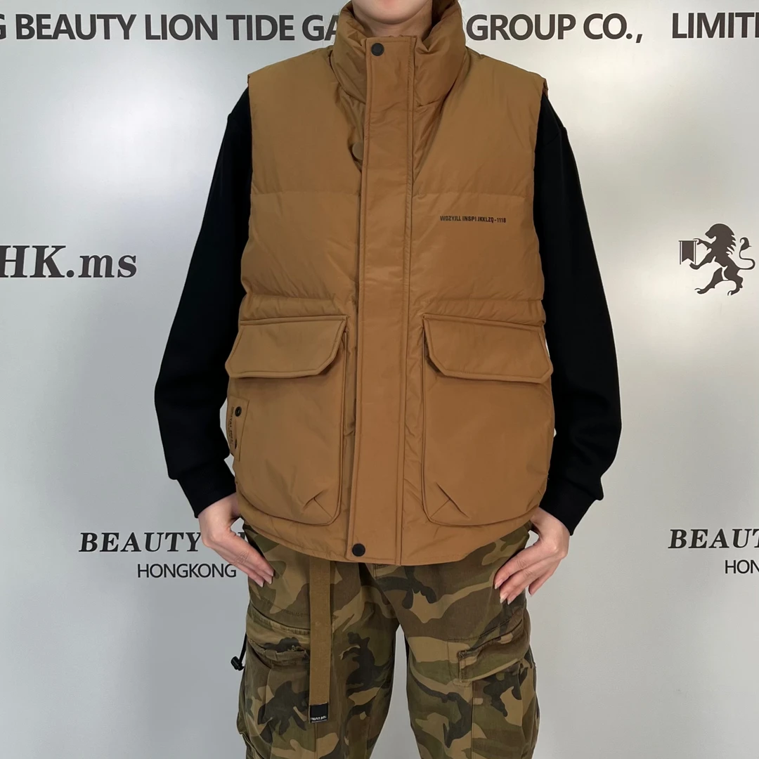 2024H·K美狮潮牌简约纯色立领拼接休闲羽绒马甲