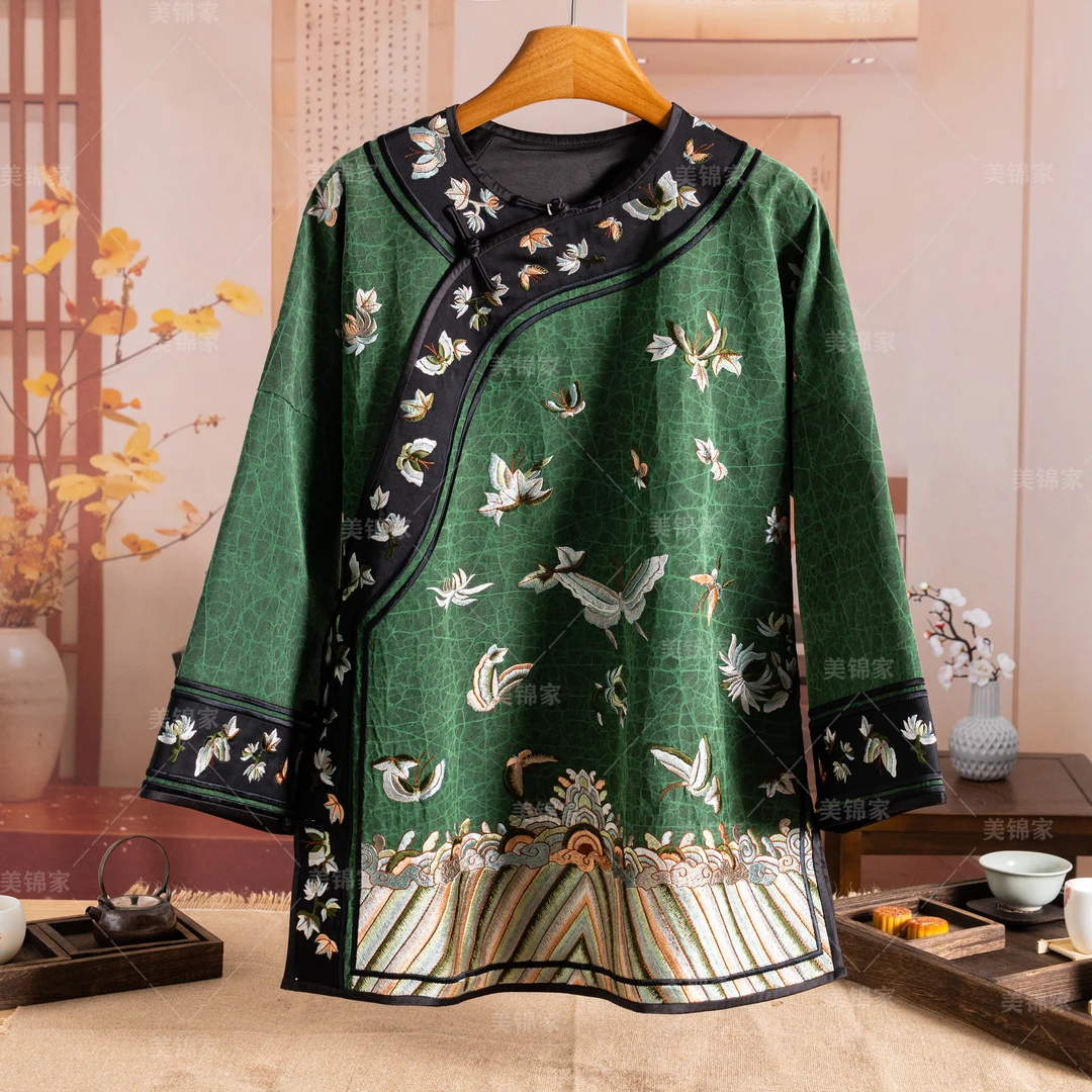 【美锦家】新中式国风女款秋冬满绣斜襟上衣231180