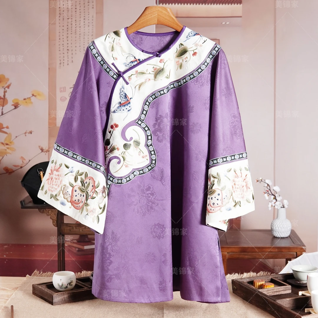 974号【美锦家】新中式提花刺绣圆领斜襟二大衫太太服上衣241890(D)