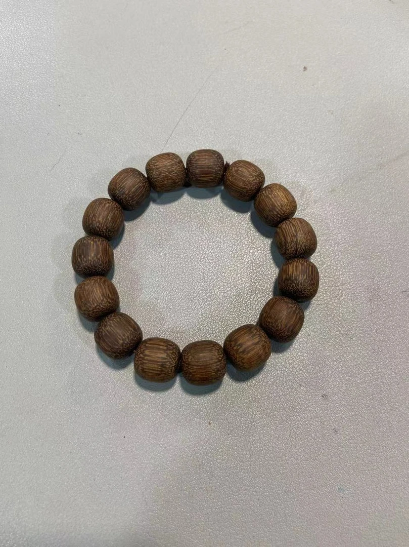 .W538黑油檀香木卡1.5桶珠单圈手串