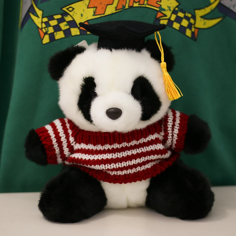正版哆萌博士熊猫毕业纪念公仔毛绒玩具玩偶生日礼物成都基地同款