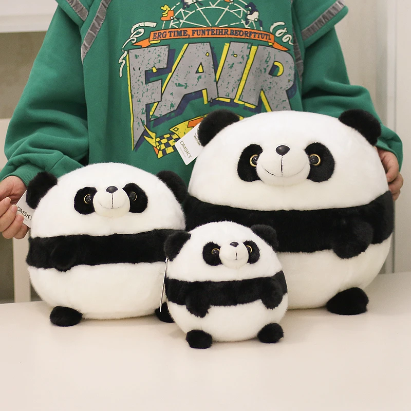 正版圆滚滚花花熊猫毛绒玩具长毛绒公仔玩偶成都基地同款生日礼物
