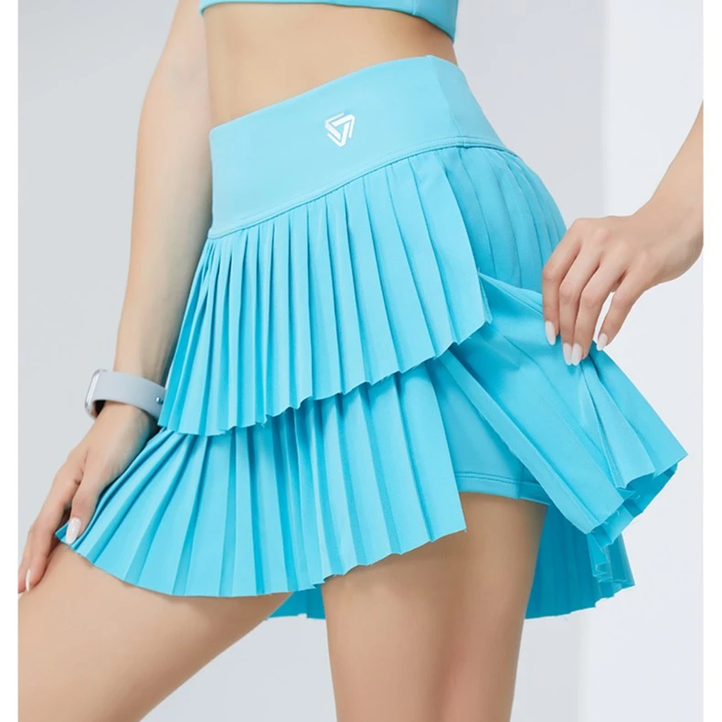 【科里芙】健身蛋糕裙夏季运动瑜伽跑步假两件防走光速干百褶短裙