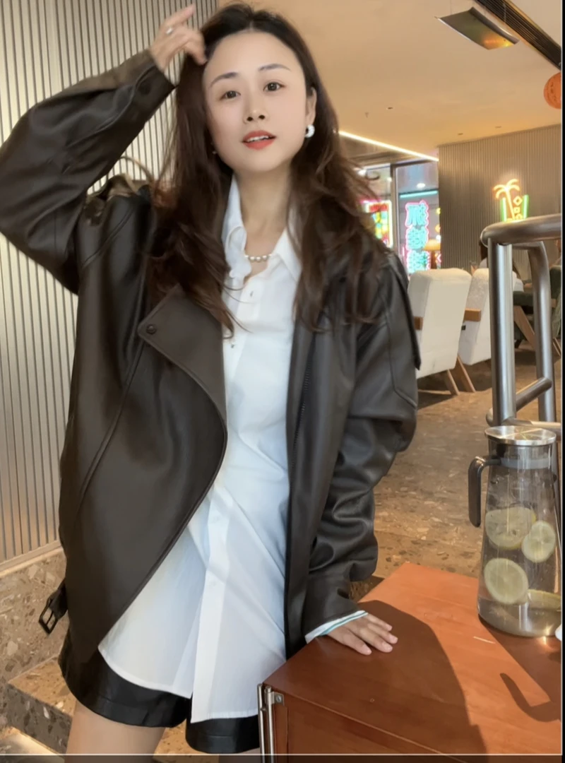 “休斯顿皮衣”2024新款双翻领时尚皮衣外套86003