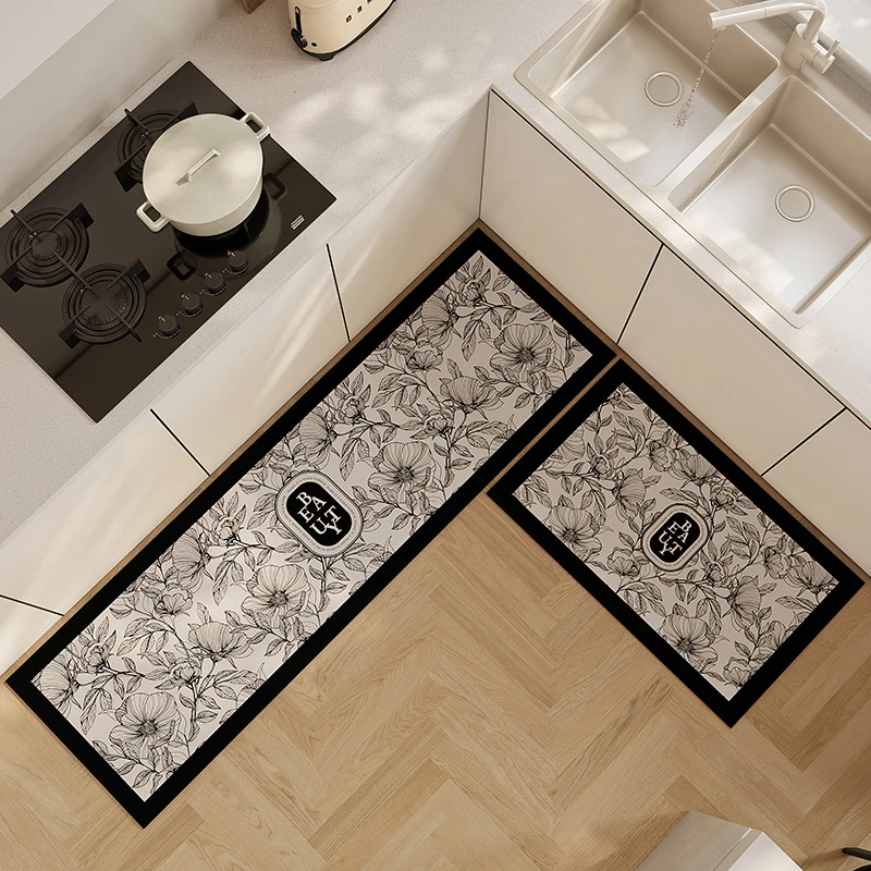 【新疆包邮】长短2条装轻奢风硅藻泥厨房地垫防滑吸水耐脏防摔家