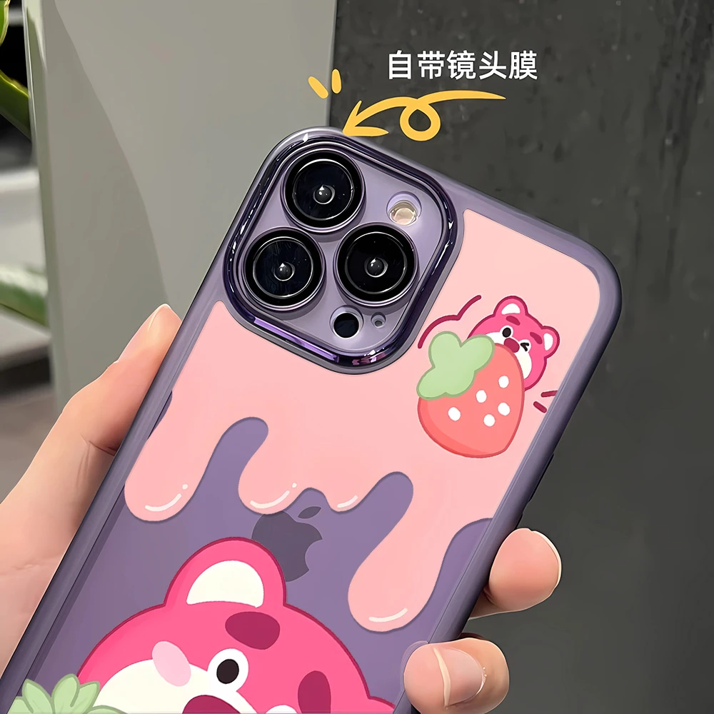 【镜头膜】奶油草莓熊iPhone13手机壳适用苹果11/12透14promax软X
