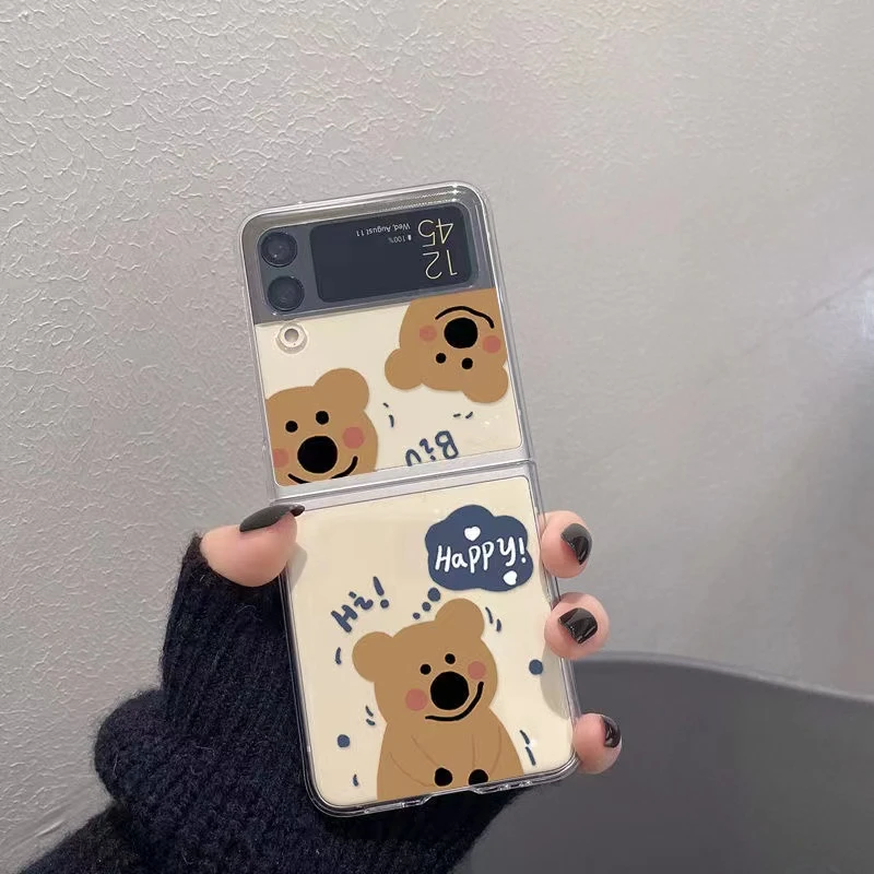 卡通小动物适用三星折叠Z flip3 4 5手机壳F936透明Z fold 3 4 5