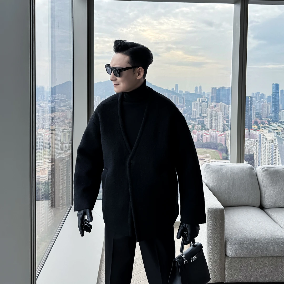 【DAIO ETHAN】【年终活动】冬季男加厚针织毛衣纯色羊毛开衫外套