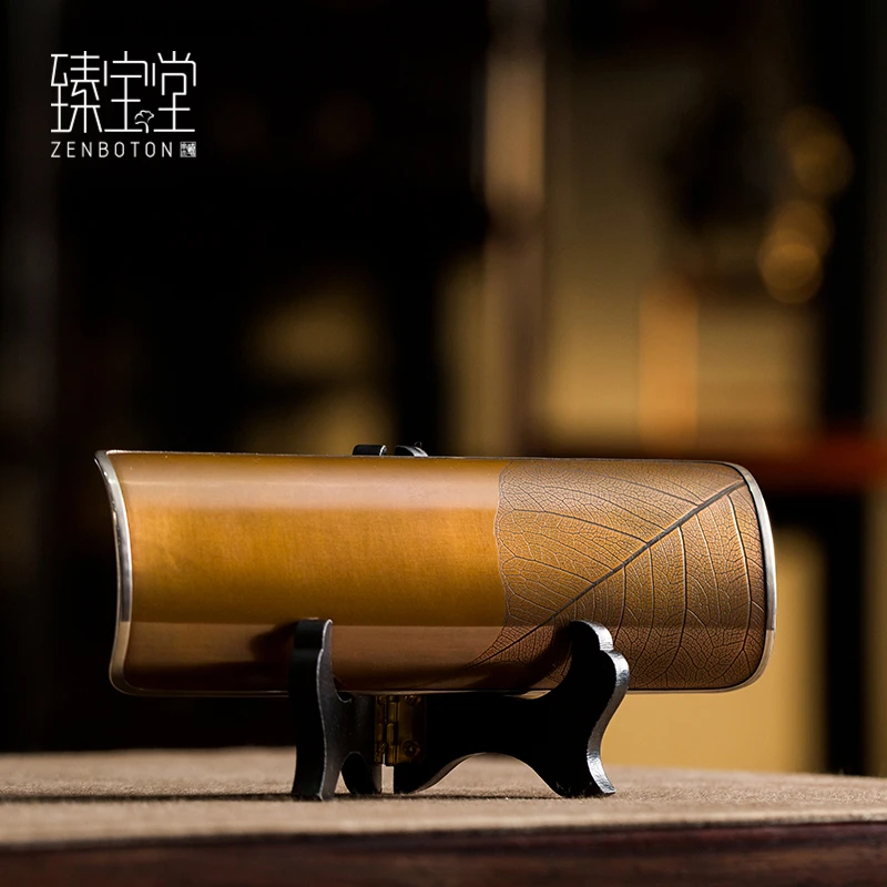 ZENBOTON/臻宝堂包银雕刻茶荷-菩提叶（小）-茶道配件手工茶具