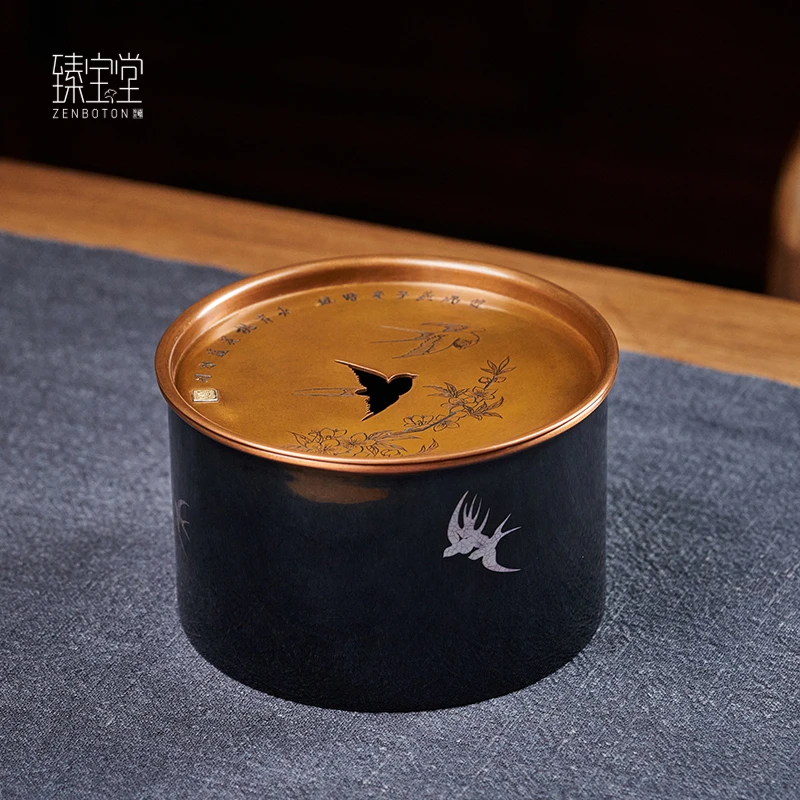 ZENBOTON/臻宝堂春燕大漆建水-原创纯手工大漆带盖茶渣桶功夫茶具