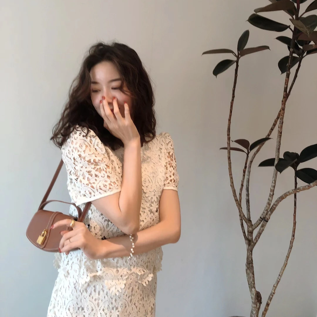 【月光舒曼】 2023新款套装 蕾丝套装高品质套装蕾丝 半身裙