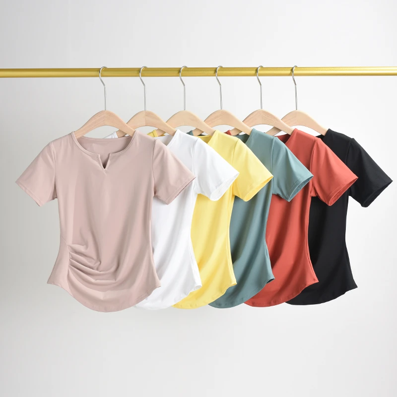 裸感显瘦瑜伽服女冬普拉提训练健身上衣高级感运动晨跑步短袖T恤