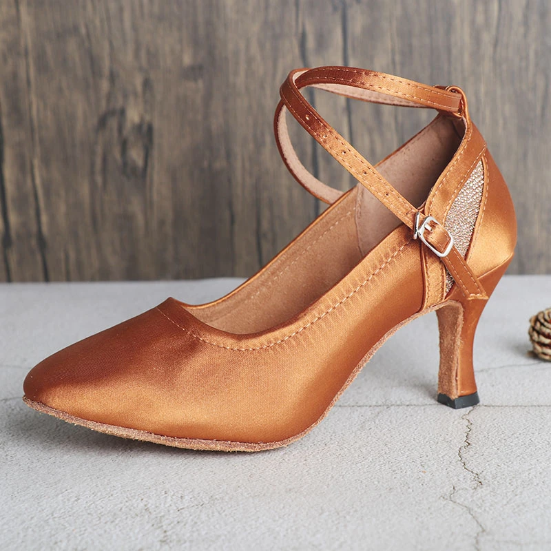 适合舞厅的毛底舞鞋摩登舞鞋女华尔兹女鞋国标舞蹈鞋跳舞鞋子清仓