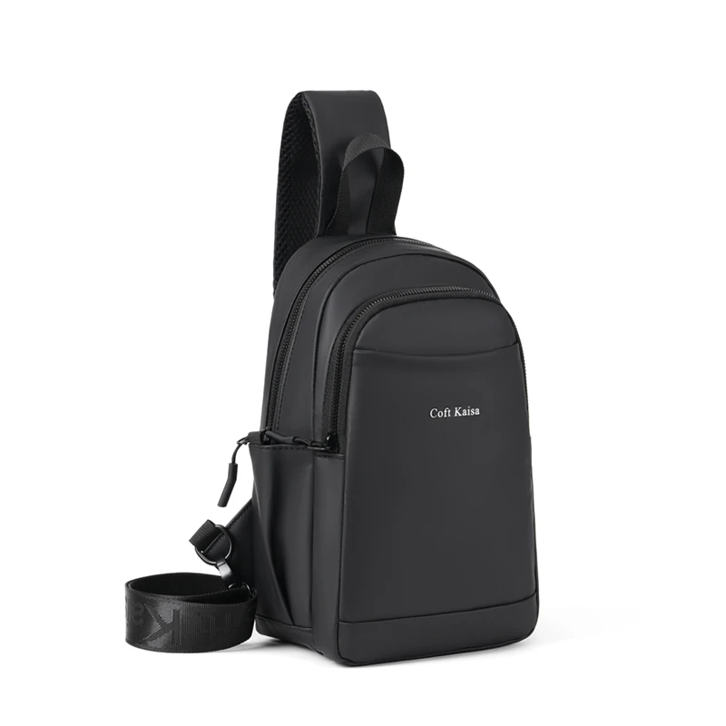 胸包2024新款潮流男士斜挎包商务休闲单肩包通勤包时尚拉链车缝线