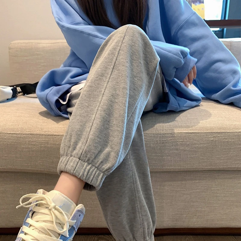 【中线设计~百搭时尚~两种裤长】束脚运动休闲裤女秋冬九分长裤卫裤