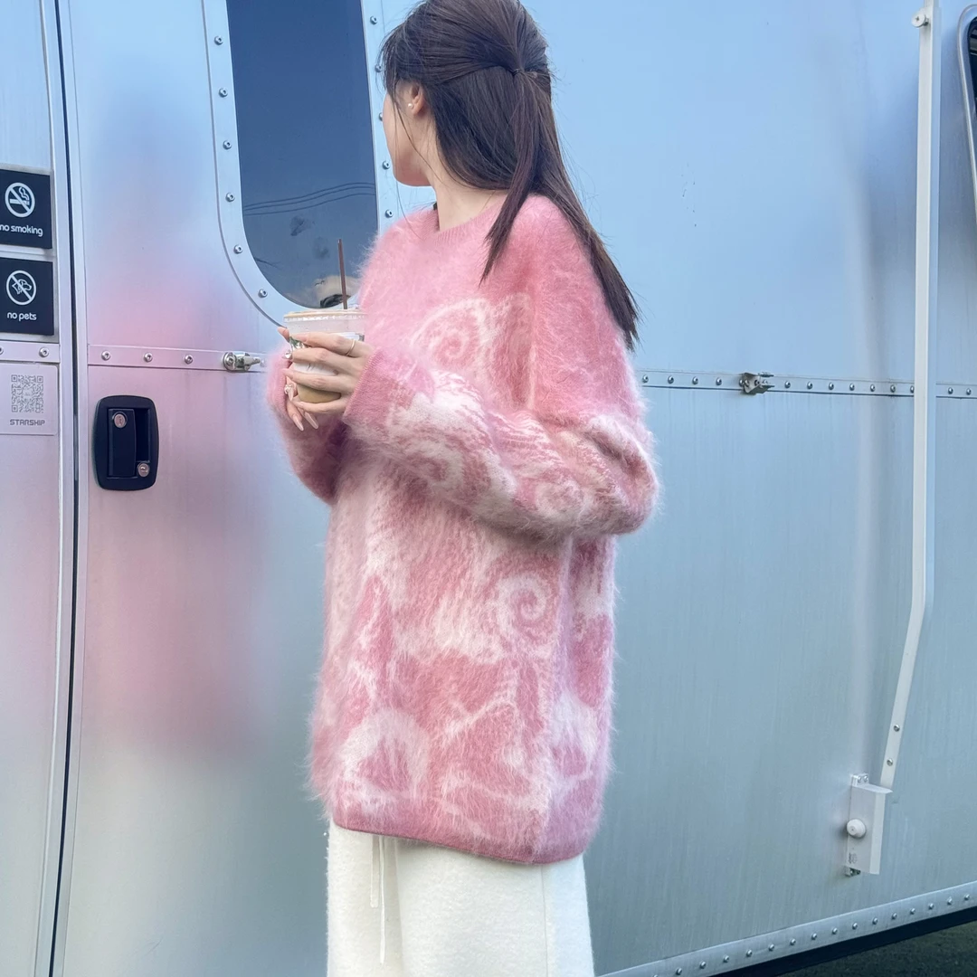 EarlGrey/东冀020上衣梵高洋气百搭圆领拉毛套衫甜美宽松时尚保暖