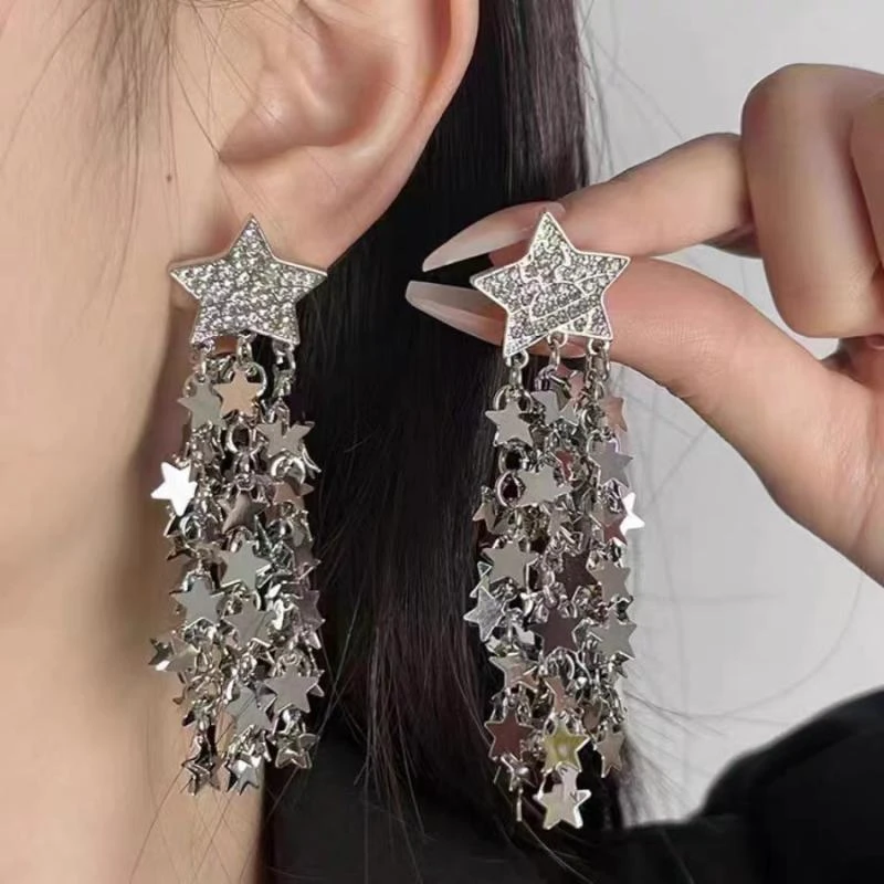 满天星流苏耳环女小众高级感耳钉新款爆款个性气场夸张耳饰潮