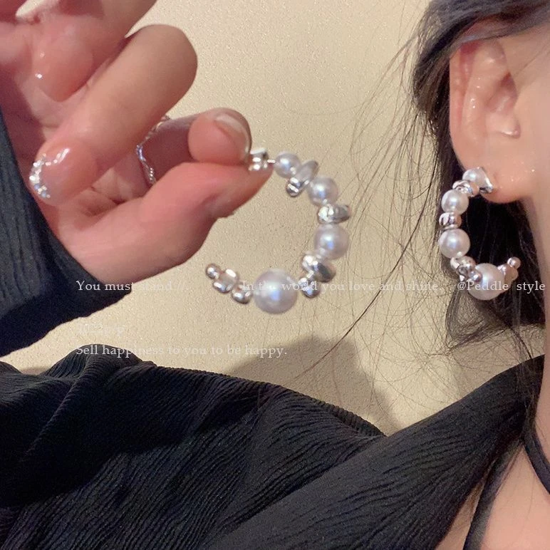 非金属树脂耳饰 超显脸小~碎银子耳环2025年新款轻奢小众设计耳饰