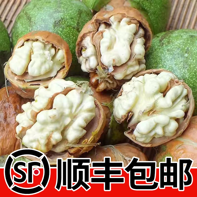 顺丰包邮新鲜湿核桃去青皮生核桃薄皮黑桃核桃原味老树青皮嫩核桃