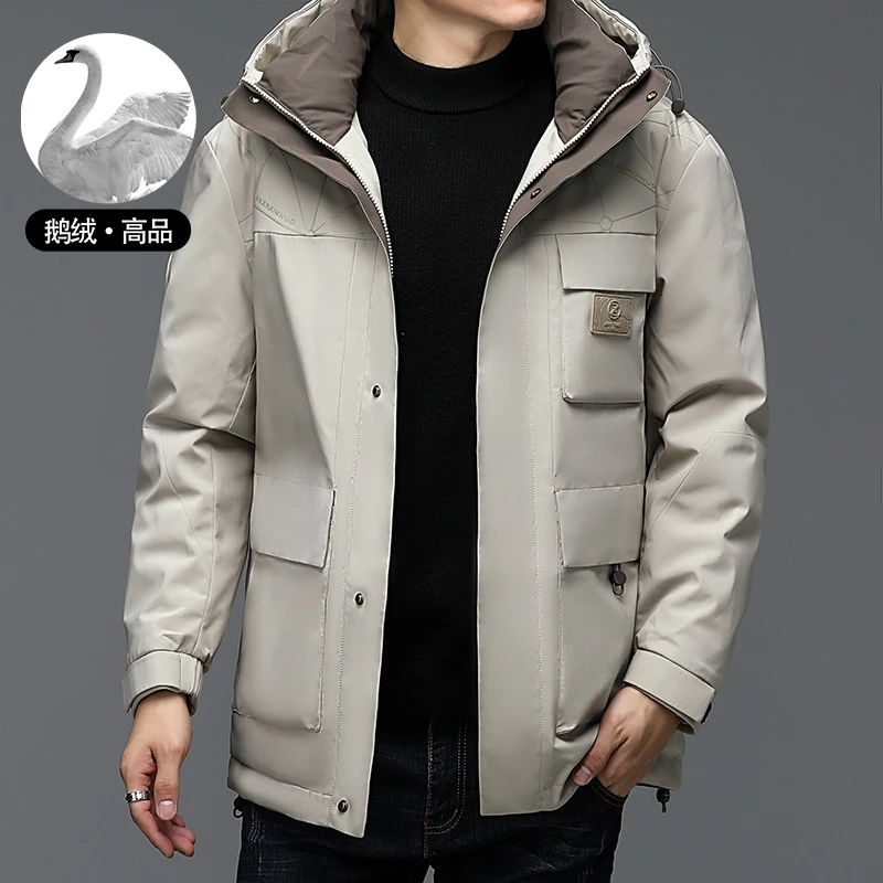 波司登【高端鹅绒】冬季男式羽绒服加厚工装多口袋高档压胶青年连
