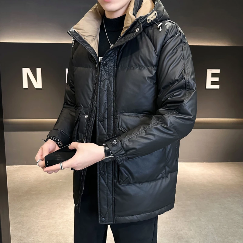 波司登中长款羽绒服男连帽加厚冬季潮牌2023新款修身帅气百搭鸭绒