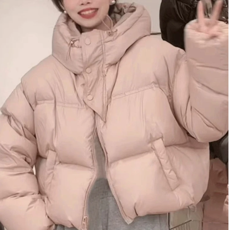 24年新款休闲小个子短款韩版宽松百搭连帽羽绒服女款加厚保暖冬季