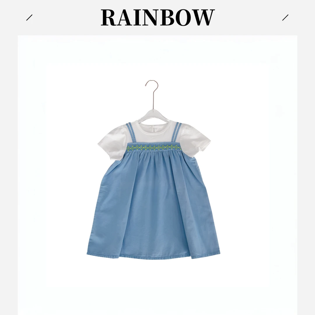 [夏]儿童休闲假两件蓝色连衣裙R9120