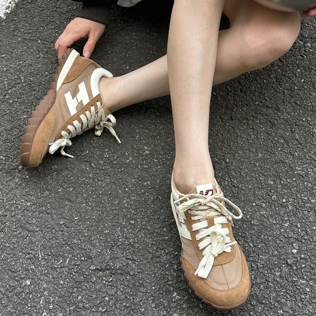 复古德训鞋女夏季软底不累脚运动休闲鞋2024新款百搭小白鞋阿甘鞋