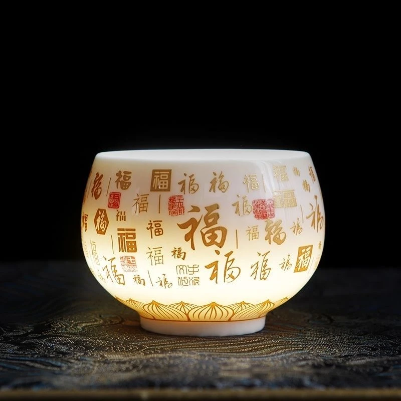 直播羊脂玉百福5元包邮白瓷泡茶杯功夫茶具个人品茗杯大号