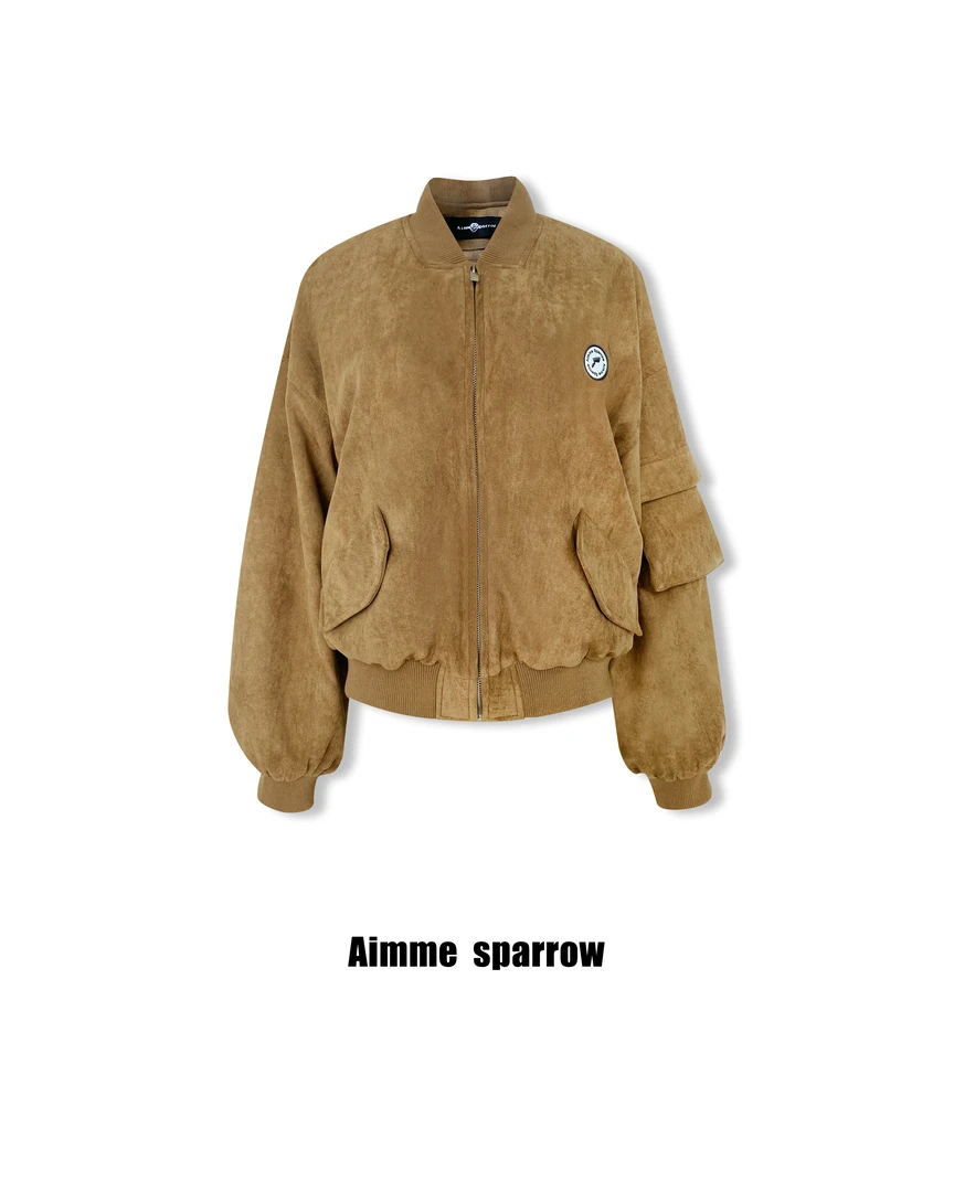 Aimmesparrow25SS棕色夹克logo标外套
