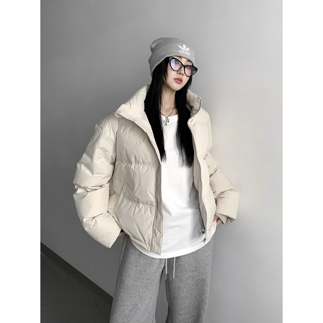 白鸭绒棉服女2024冬季新款韩版宽松显瘦立领女棉衣面包服外套