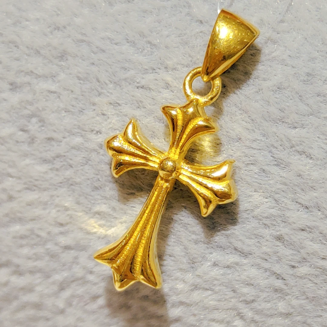 赛菲尔万足足金十字架吊坠，实心