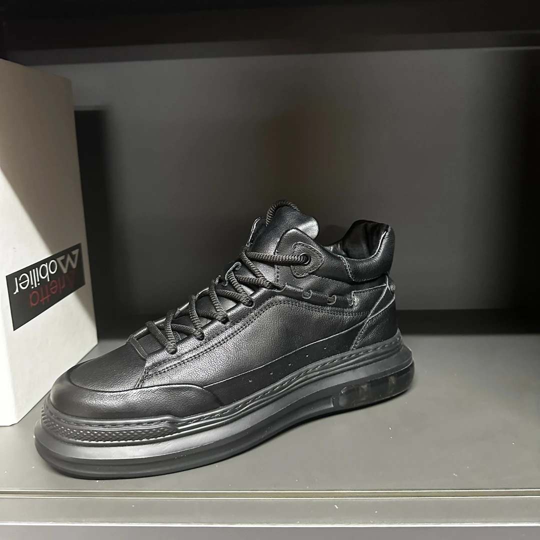 新款男鞋休闲时尚男款真皮加绒保暖单鞋66615