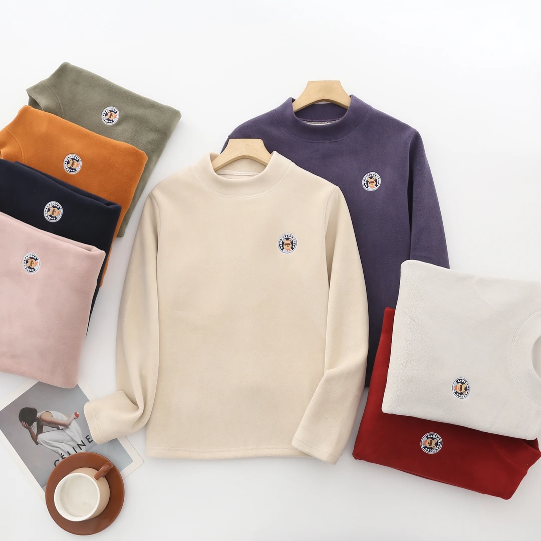 阿悄家 冬季加厚 奥利绒羊毛蚕丝半高领打底衫