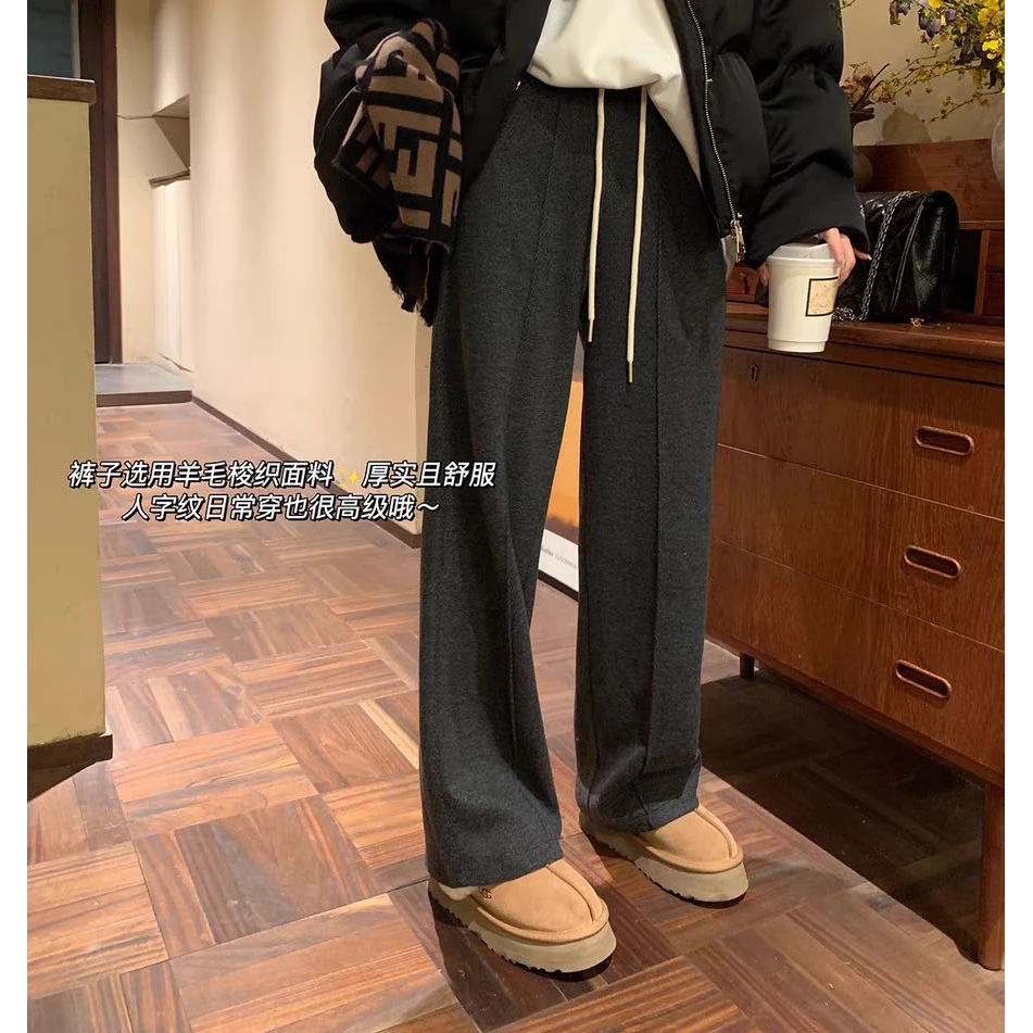阿悄家  新款 加绒保暖直筒软糯阔腿裤加绒保暖#99805