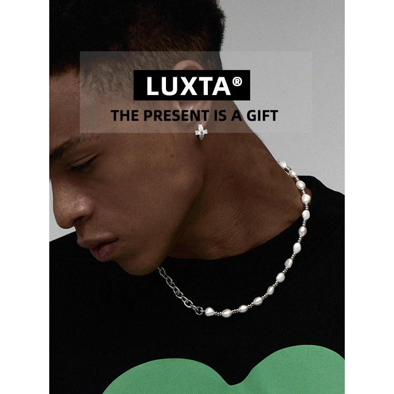 LUXTA 钛钢项链 原创巴洛克拼接项链 异形锁骨链美式男女毛衣链
