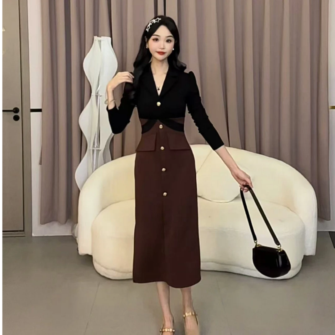 【超超-】秋季新款法式名媛收腰显瘦气质设计感连衣裙SYMZQ406032