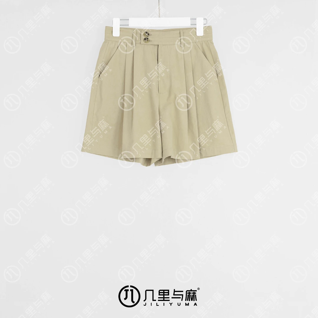 （几里与麻）时尚百搭夏季清凉宽松纯色短裤 裤长41.5 1062944