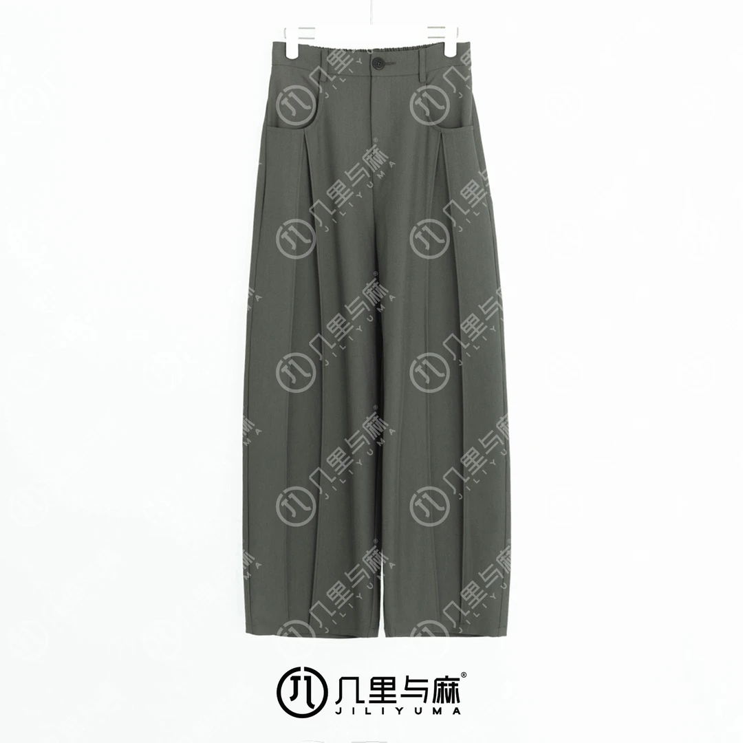 （几里与麻）霜沏-气质时尚修身设计感长款休闲裤裤长100 1071546