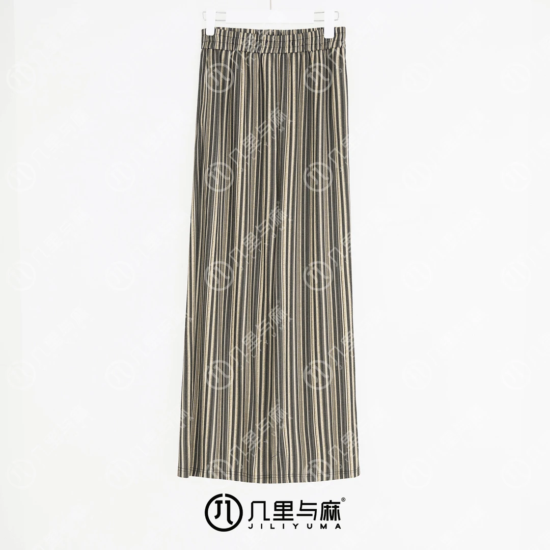 （几里与麻）桂枝香-时尚条纹垂感百搭休闲裤 裤长107 1080983