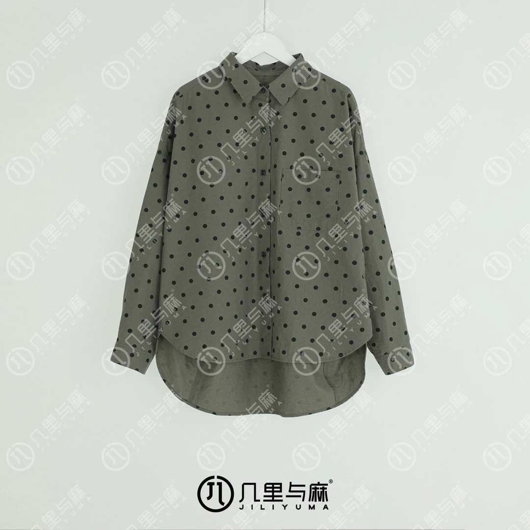 （几里与麻）思雨绵绵-气质翻领波点衬衫 衣长74 胸围142 1071498