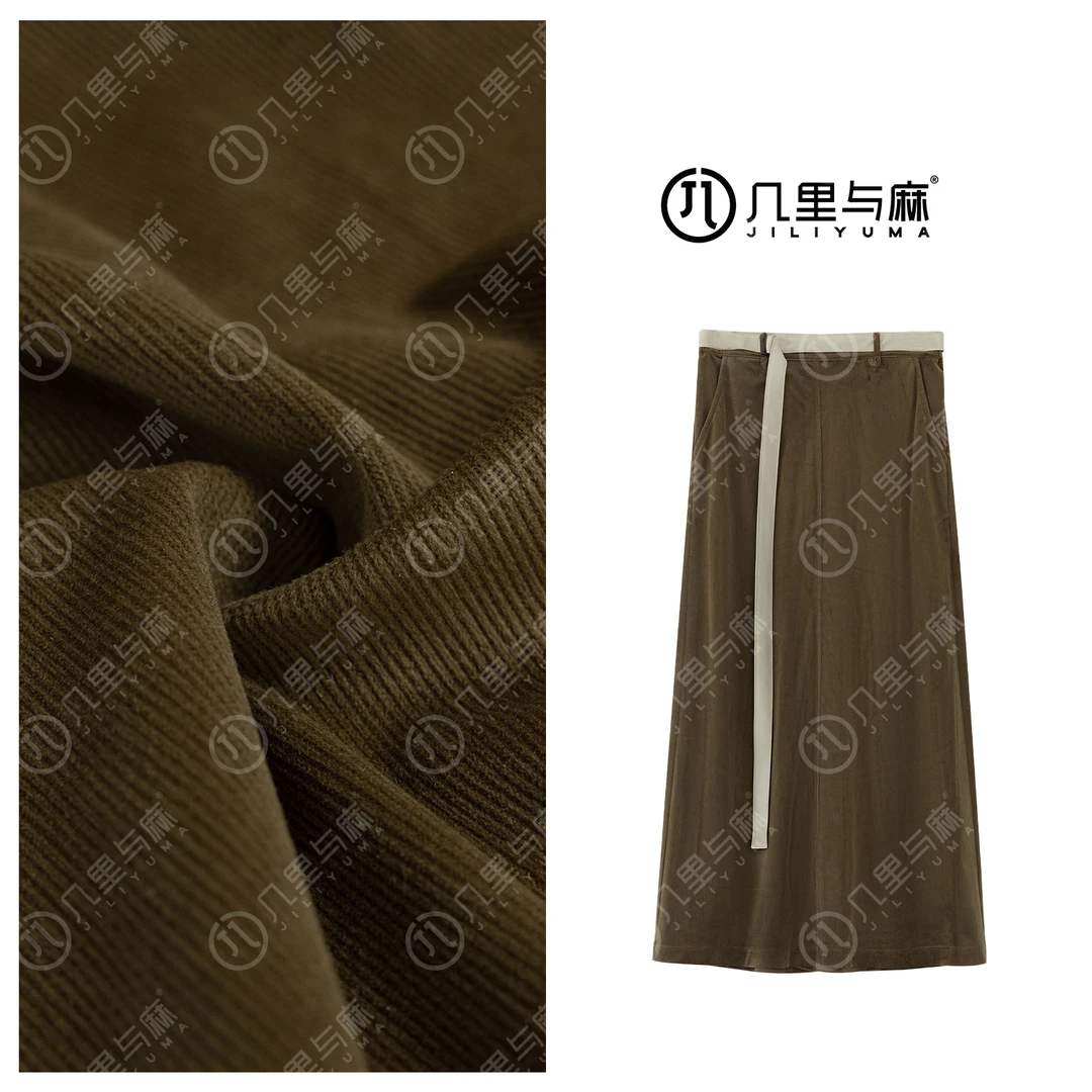 （几里与麻）尹中对-时尚纯色气质阔腿半身裙 裙长92 1090791