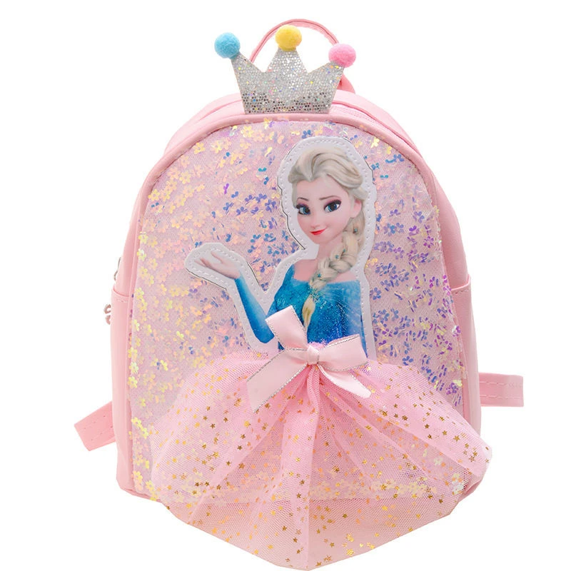 爱莎公主背包迷你书包卡通可爱亮片包包女童双肩包斜挎包便携包