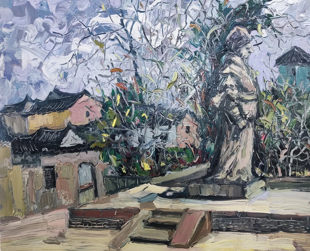 写生油画，原创油画，纯手绘，余姚市王阳明先生故居
