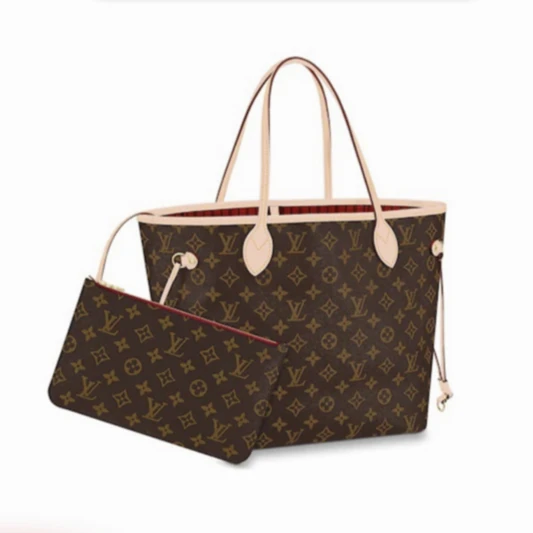 99新 LouisVuitton/路易威登 NEVERFULL子母购物袋红米内