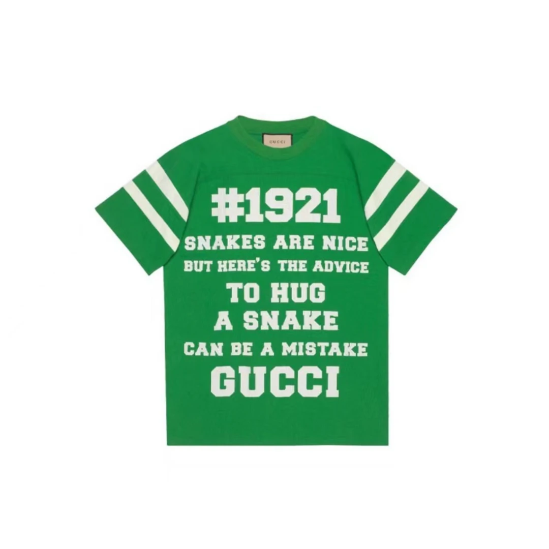 全新未使用 GUCCI/古驰 绿色休闲经典长款“1921”数字短袖