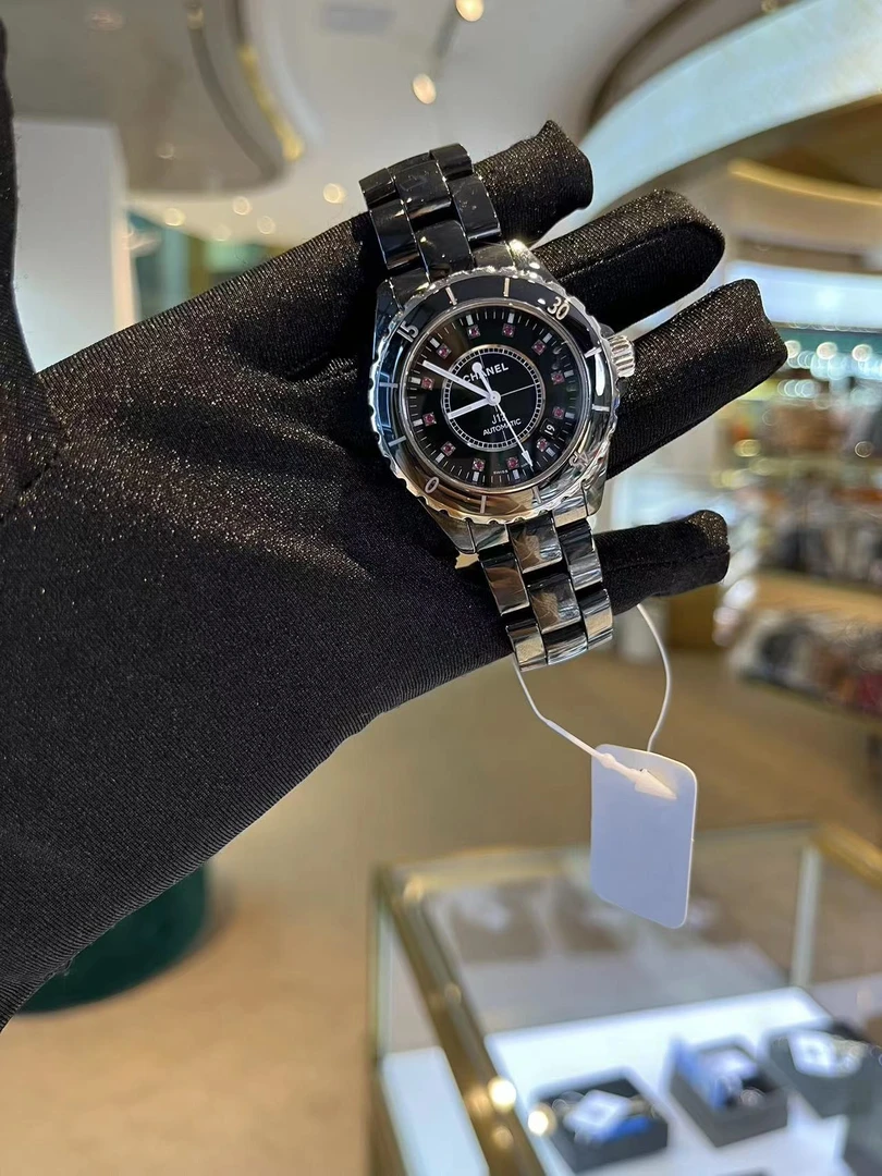 99新  香奈儿 J12黑色彩钻38mm自动机械/ZB340420001