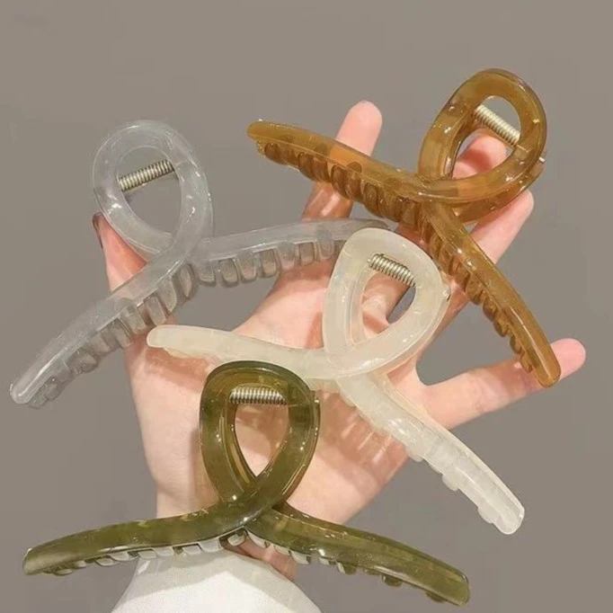 全新未使用  【破损包赔】亚克力发饰果冻色大号交叉抓夹发夹头饰